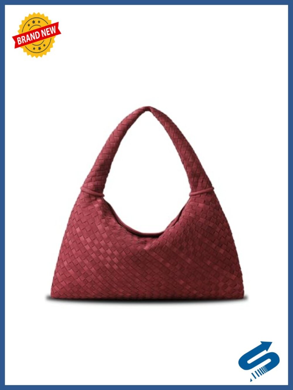 Hand Woven Vegan Leather Suede Hobo Tote Large Shoulder Bag